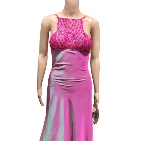Elie Saab NWT with defects pinkish ombré formal gown with sequin top and wrap - Picture 4 of 15